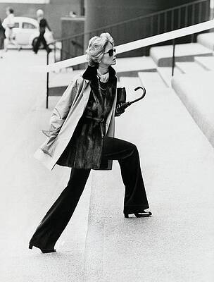 Cheryl Tiegs in Fashionable Raincoat Photograph