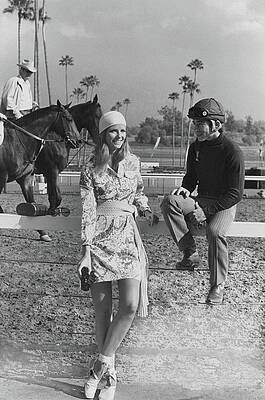 California Wall Art featuring the photograph Cheryl Tiegs With Jockey Laffit Pincay by Henry Clarke