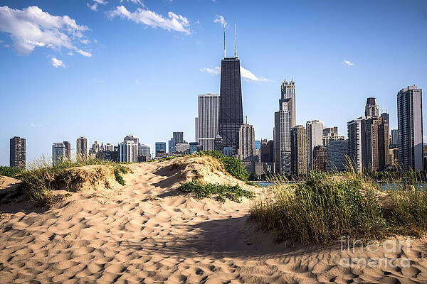 Illinois Wall Art featuring the photograph Chicago Beach And Skyline by Paul Velgos