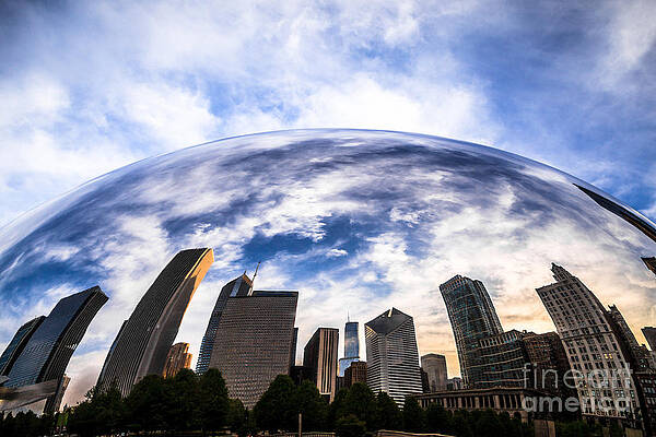 Illinois Wall Art featuring the photograph Chicago Bean Cloud Gate Skyline by Paul Velgos