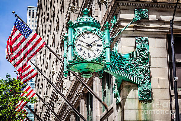 Illinois Wall Art featuring the photograph Chicago Clock On Macy's Marshall Field's Building by Paul Velgos