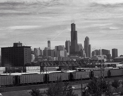 Transportation Photograph - Chicago From Train Yard by Flees Photos