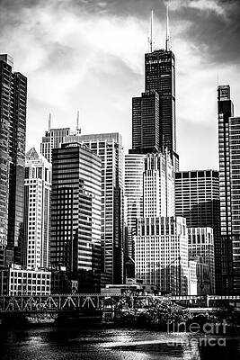 Illinois Wall Art featuring the photograph Chicago High Resolution Picture In Black And White by Paul Velgos