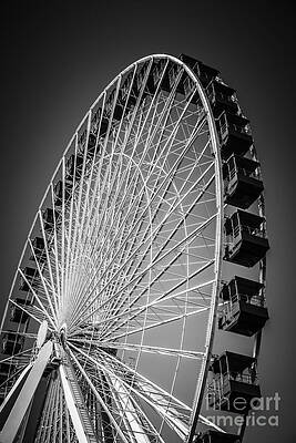 Illinois Wall Art featuring the photograph Chicago Navy Pier Ferris Wheel In Black And White by Paul Velgos