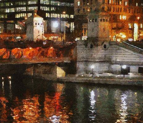 Cityscape Reflected in River Wall Art