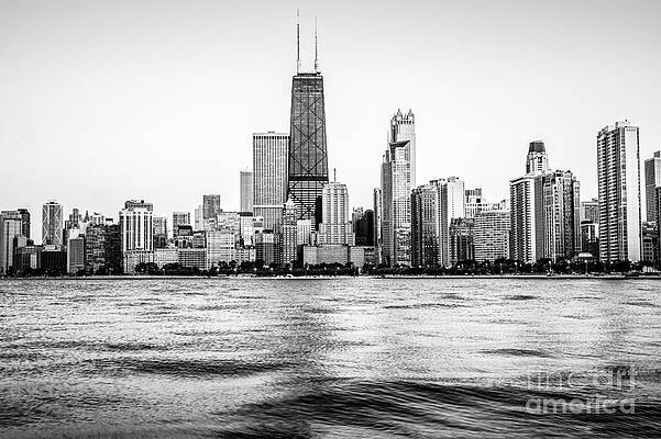 Illinois Wall Art featuring the photograph Chicago Skyline Hancock Building Black And White Photo by Paul Velgos