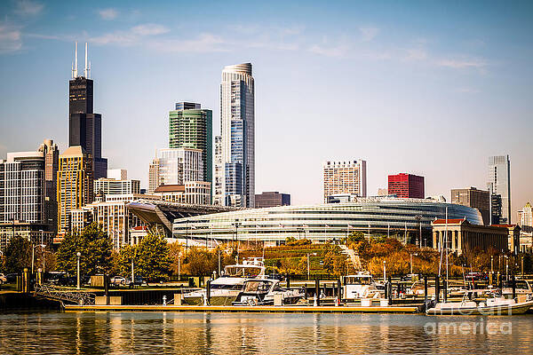 Illinois Wall Art featuring the photograph Chicago Skyline With Soldier Field by Paul Velgos