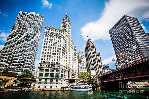 Illinois Wall Art featuring the photograph Chicago Wrigley Tribune Equitable Buildings Picture by Paul Velgos