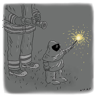 Child in Hazmat Suit with Sparkler Wall Art