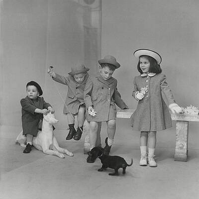6 Wall Art featuring the photograph Children Wearing Coats And Hats by Frances McLaughlin-Gill