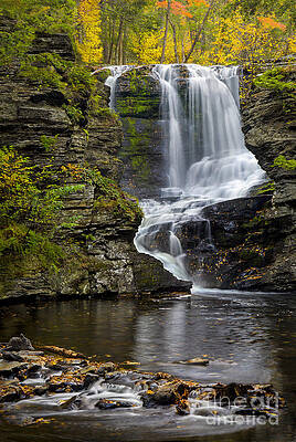 Serene Autumn Waterfall Photograph