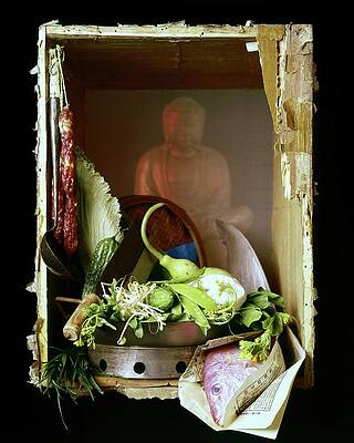 Dead Photograph - Chinese Statue With Cooking Items by Fotiades