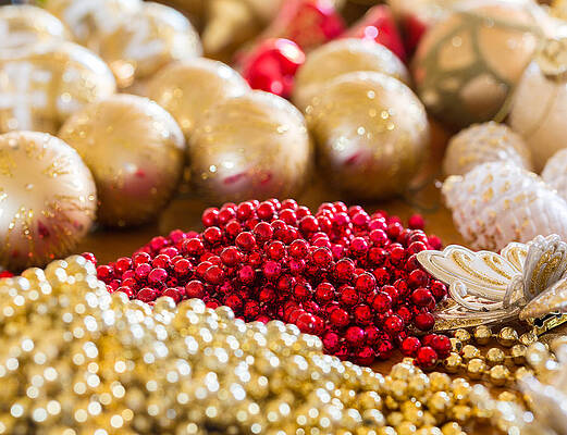 Modern Wall Art featuring the photograph Christmas Decorations On Table by Steven Heap