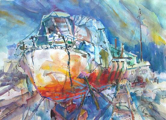 Wall Art featuring the painting Christo's Boat by Jackson Ordean