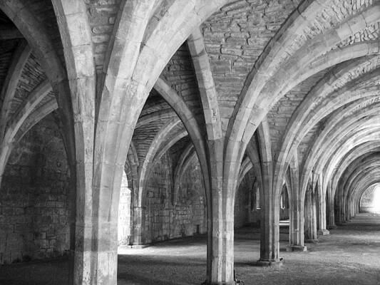 Architecture Wall Art featuring the photograph Church Archways In Black And White by Sue Leonard