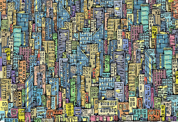 Wall Art featuring the digital art City Background by Dahabian