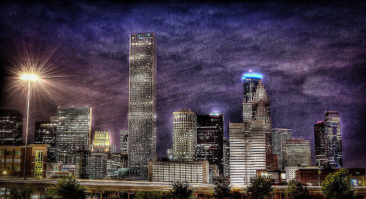 Vibrant City Skyline at Night Wall Art