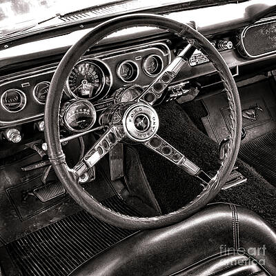 Vintage Car Dashboard and Steering Wheel Photograph