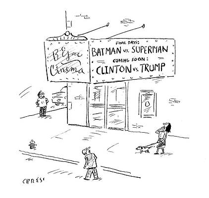 Batman Wall Art featuring the drawing Clinton Vs Trump by David Sipress