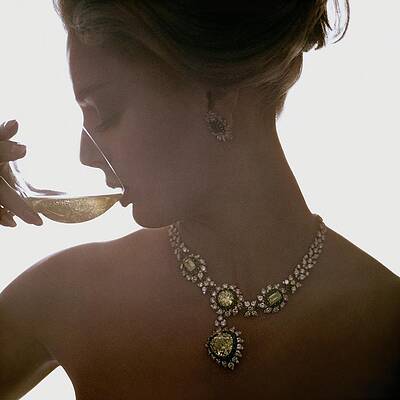 Elegant Woman Sipping Champagne Wall Art