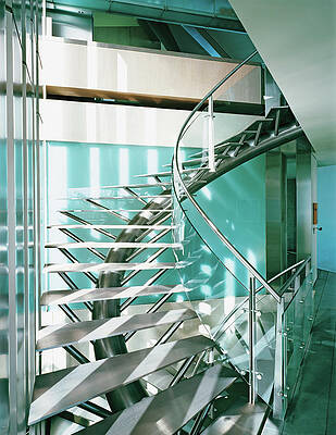 Staircase Photograph - Close-up Of Modern Staircase by Erhard Pfeiffer