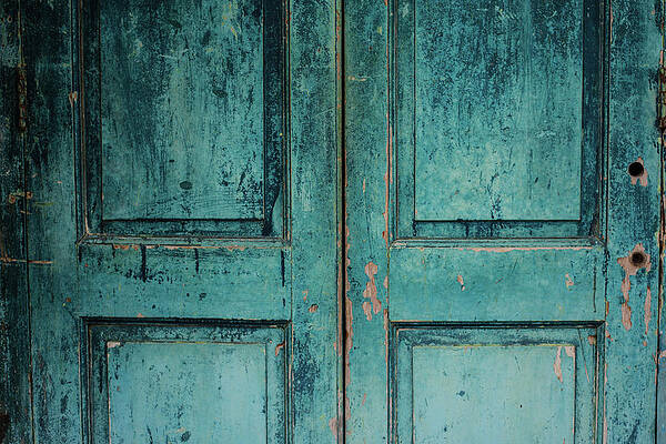 Wall Art featuring the photograph Closeup Of Blue Turquoise Old Textured by Sean Idielic
