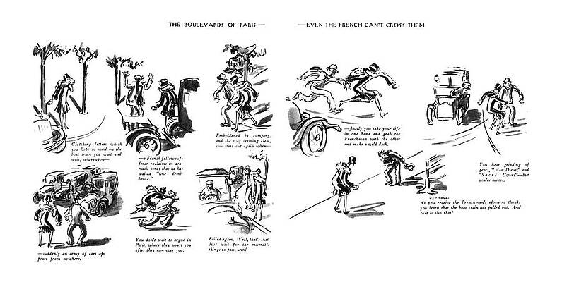 Paris Drawing - The Boulevards Of Paris by Helen E Hokinson