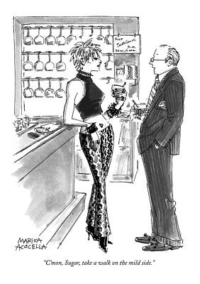 Bar Encounter with Fashionable Woman Print