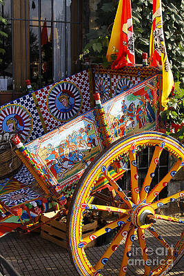 Vibrant Photograph - Colorful Decorated Horse Carriage Cefalu Palermo Sicily Italy by Stefano Senise