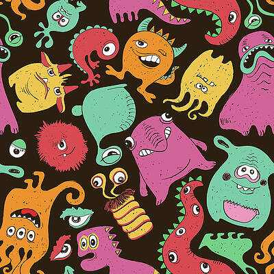 Wall Art featuring the digital art Colorful Seamless Pattern With Funny by Annykos