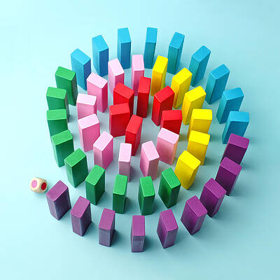 Wall Art featuring the photograph Colorful Wooden Blocks Arranged In A by Juj Winn