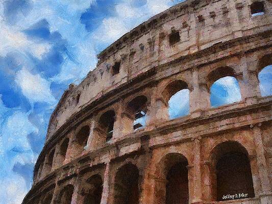 Majestic Colosseum Under Blue Sky Wall Art