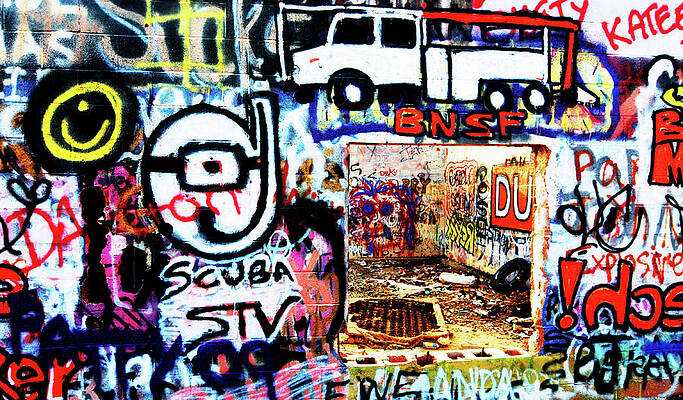 Vibrant Photograph - Concrete Canvas -- Graffiti On Route 66 In Amboy, California by Darin Volpe