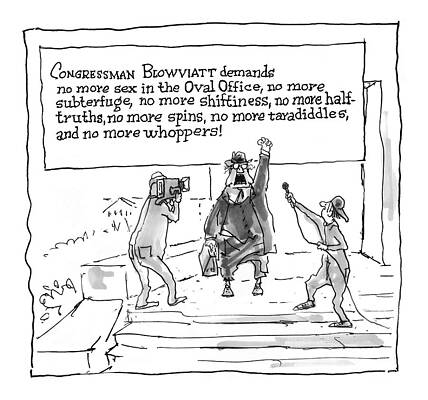 Spin Wall Art featuring the drawing 'congressman Blowviatt Demands No More Sex by George Booth