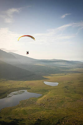 Serene Photograph - Conor Pass Paraglide by Mark Callanan