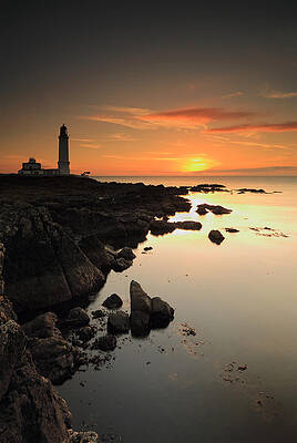 Reflection Wall Art featuring the photograph Corsewall Lighthouse Sunset by Grant Glendinning