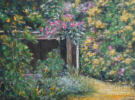 Flower Wall Art featuring the painting Cottage Garden 4 by Jane See
