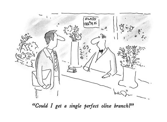 Peace Drawing - Could I Get A Single Perfect Olive Branch? by Arnie Levin