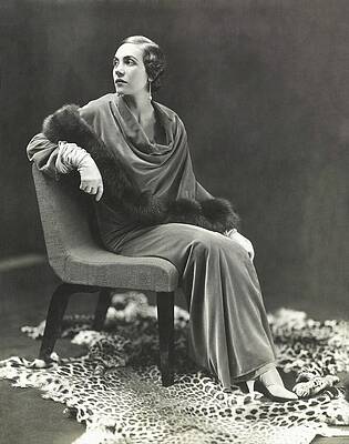 Wall Art featuring the photograph Countess Celani Lepri Wearing A Velvet Dress by George Hoyningen-Huene