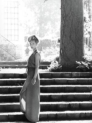 Staircase Photograph - Countess Elizabeth Von Bismarc On A Staircase by Henry Clarke