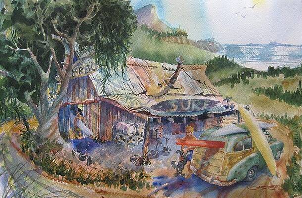 Nostalgia Painting - Glerbo's Surfboards by Jackson Ordean