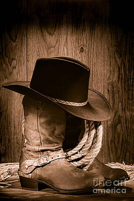 Cowboy Hat and Boots by Olivier Le Queinec