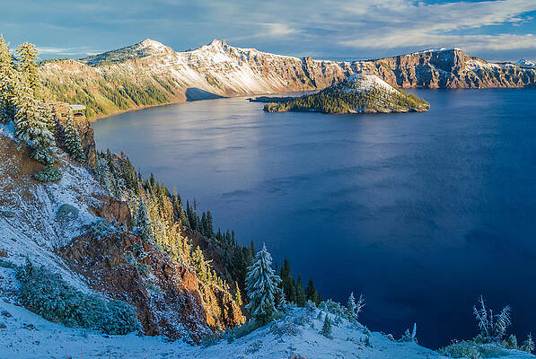 Wall Art featuring the photograph Crater Lake Snowfall - Crater Lake National Park Photograph by Duane Miller