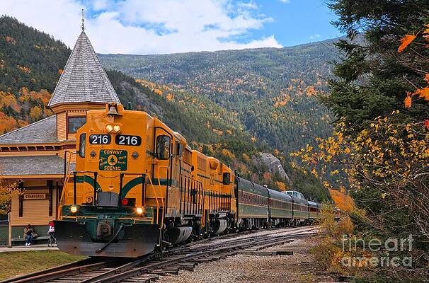 Railway Train Passing Through Mountain Station Wall Art