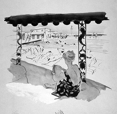 Woman Gazing at Beach Scene Wall Art