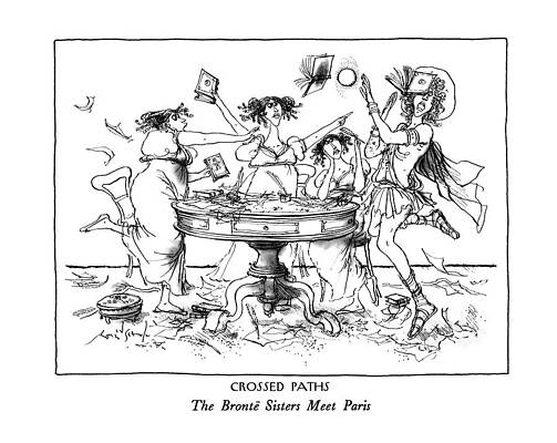 Paris Drawing - Crossed Paths
The Bronte Sisters Meet Paris by Ronald Searle