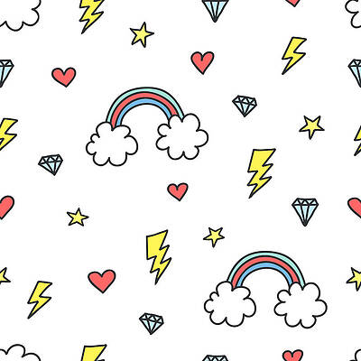 Wall Art featuring the digital art Cute Colorful Seamless Pattern Of Hand by Ekaterina Bedoeva