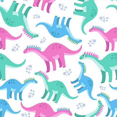Wall Art featuring the digital art Cute Colorful Seamless Pattern With by Ekaterina Bedoeva