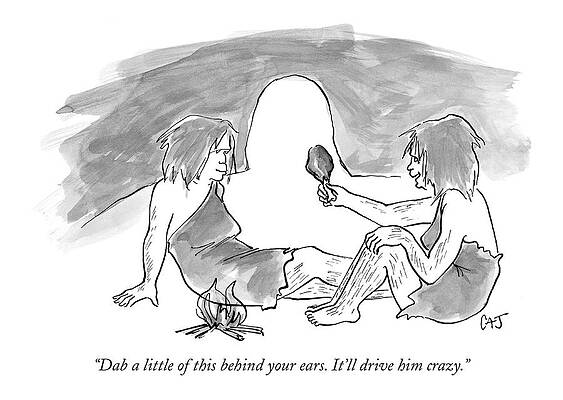 Stone Wall Art featuring the drawing Dab A Little Of This Behind Your Ears. It'll by Carolita Johnson