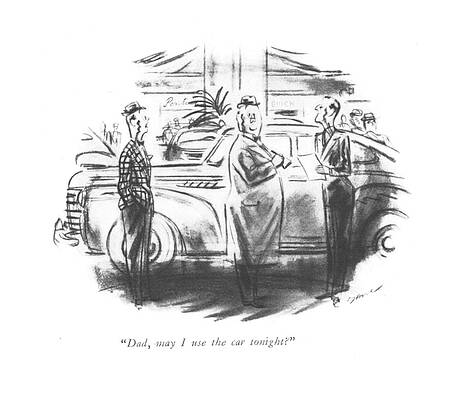 Teen Wall Art featuring the drawing Dad, May I Use The Car Tonight? by Leonard Dove